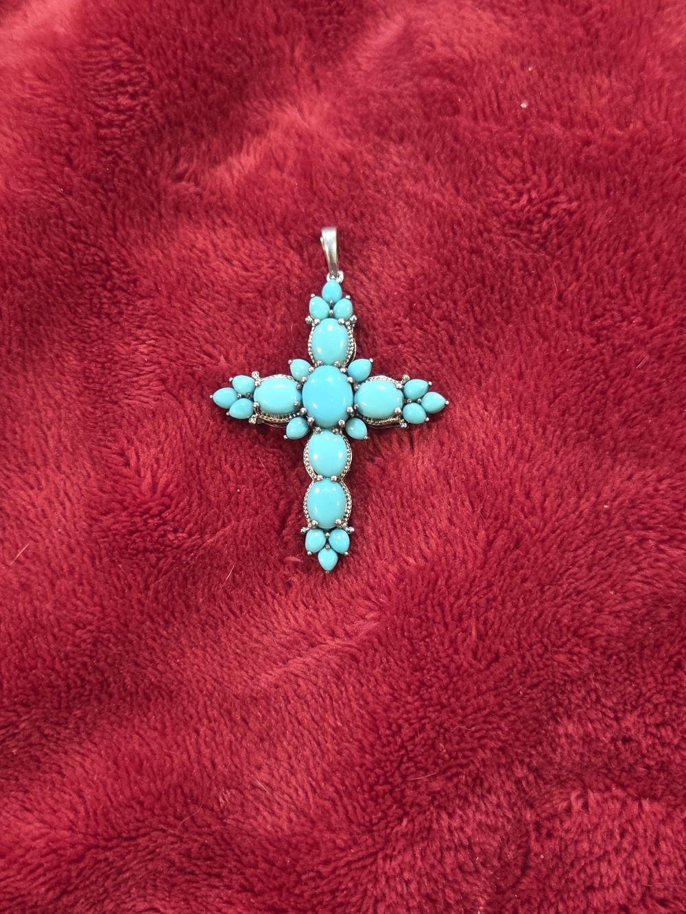 Sterling Silver Turquoise Cross Pendant - Blue Accent